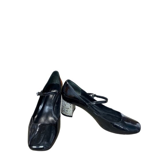 Kate Spade New York Shoes - Kate Spade NY  Wms Black Patent Leather Mary Jane Heels Glitter Heel SKU 9708